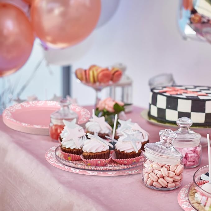 122 Pcs Light Pink Cielito Lindo Party Decoration Platos De Barro Mexicanos Fiesta Paper Plates Mexican Napkins Forks Tableware Set for Baby Shower Birthday Wedding Supplies, Serve 24