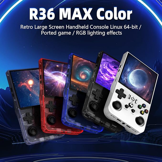 R36MAX Retro Gaming Console, Retro Handheld Games Console with 64GB TF Card, Portable Hand Held Open Source Linux System, 4.0 inch IPS HD Screen Video Game Consoles, 4000mAh Battery (Gray)