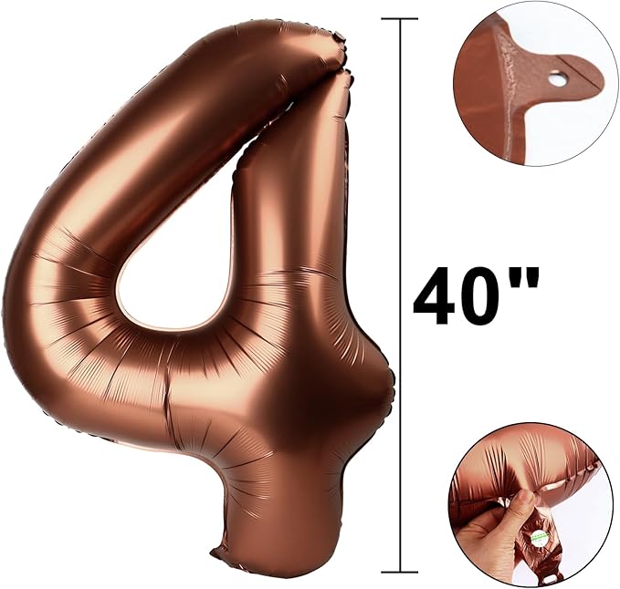 40 Inch Dark Brown Balloon Number 24,Chocolate Jumbo Mylar Foil Helium Balloon for 24th Digital Balloons for Birthday Party,Wedding Anniversary Party Decorations