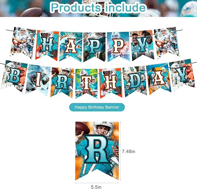 Dolphins Party Decorations,Dolphins Birthday Party Supplies Includes Banner - Cake Topper - 12 Cupcake Toppers - 18 Balloons