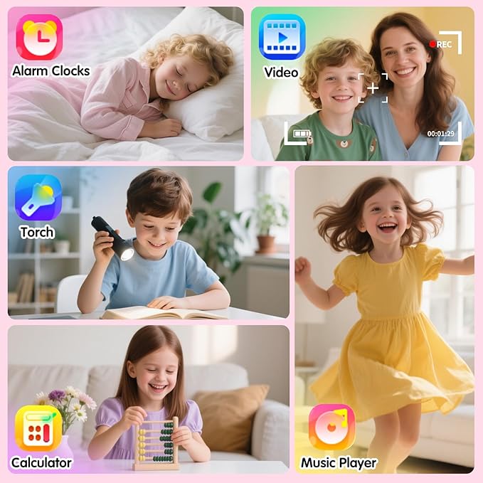 Cosjoype Smart Watch for Kids Age 4-12, 39 Games Touchscreen Girls Watch with Video Camera Music Player Pedometer Flashlight, Toys Christmas Birthday Gifts for Kids Age 5 6 7 8 9