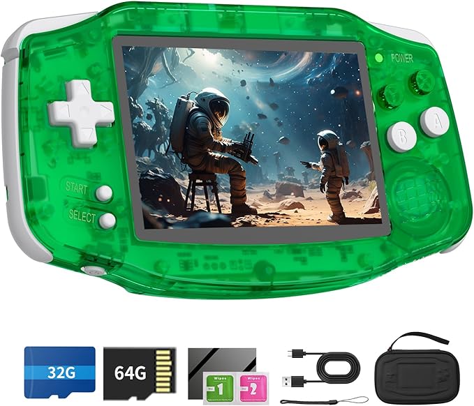 RG34XX Retro Handheld Game Console 3.4" IPS Screen 32G Linux 64-bit System RG 34XX Portable Video Gaming Console Support WiFi Bluetooth,Streaming,HD TV Output,with Protecting Bag (TR Green)