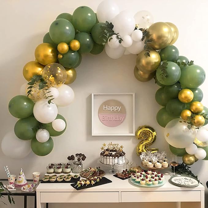 134Pcs Sage Green Balloons Different Sizes 5 10 12 18 Inch Sage green Latex Balloon for Birthday Wedding Baby Shower. (Sage green)