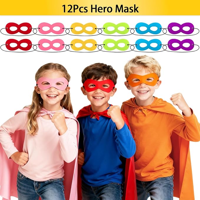 208Pcs Hero Party Favors - for 12 Guests, Hero Birthday Party Supplies, with Mask Straw Slap Bracelets Keychain Party Blowers Stickers Sticky Hands for Goodie Bag Stuffer, Pinata Filler