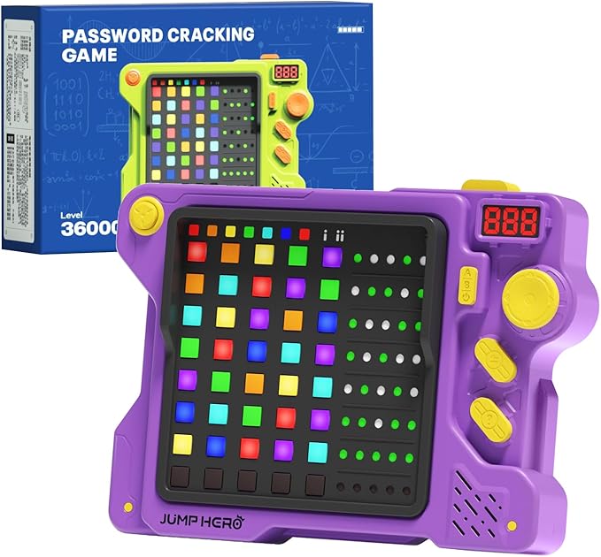 Super Decoder Game, 4-in-1 Code-Breaking Puzzle Game, Handheld Games for Kids and Adults, Birthday Gift for Boys and Girls, Travel Games for Road Trip (Purple)