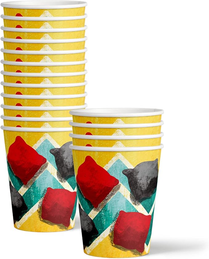 Cornhole Bean Bag Toss Party Supplies - Lake Tableware Set for 16 | Includes Plates, Napkins and Cups