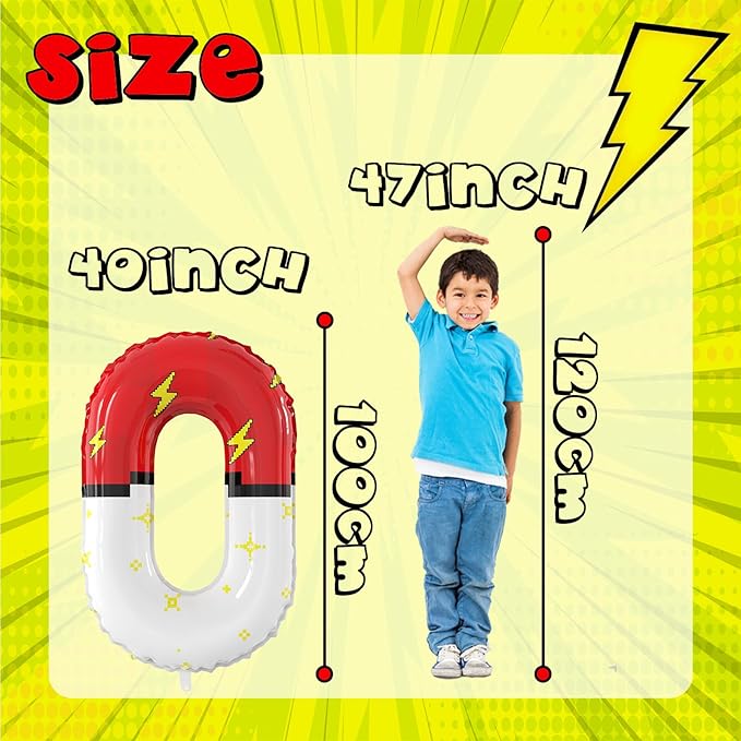 40 Inch Giant Red and White Cartoon Theme Number Foil Balloons - Large Number 0 Balloons Animation for Kids' Birthday Anniversary Party Decorations Supplies (Numbers 0-9 Available)