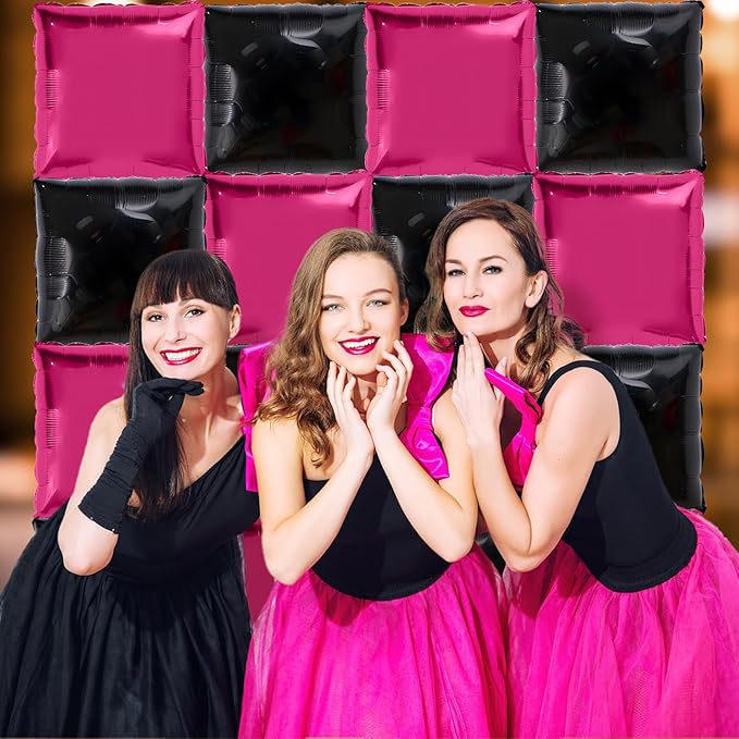 25Pcs 18 Inch Double Sided Square Foil Balloons Wall Arch Kit for Birthday Wedding Anniversary Bridal Baby Shower Graduation Party Decorations (Black)