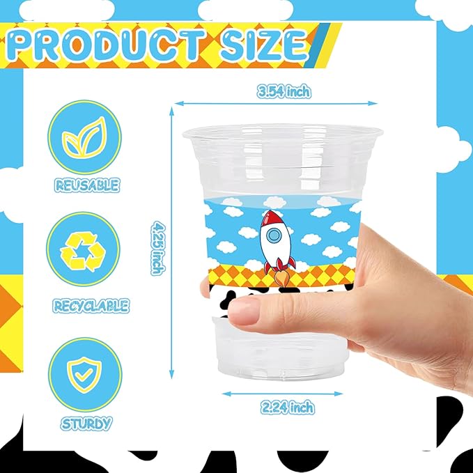 Cartoon Story Party Supplies,12oz Cartoon Story Birthday Party Cups Disposable Clear Plastic Cups for Cartoon Story Party Table Supplies (40PCS)