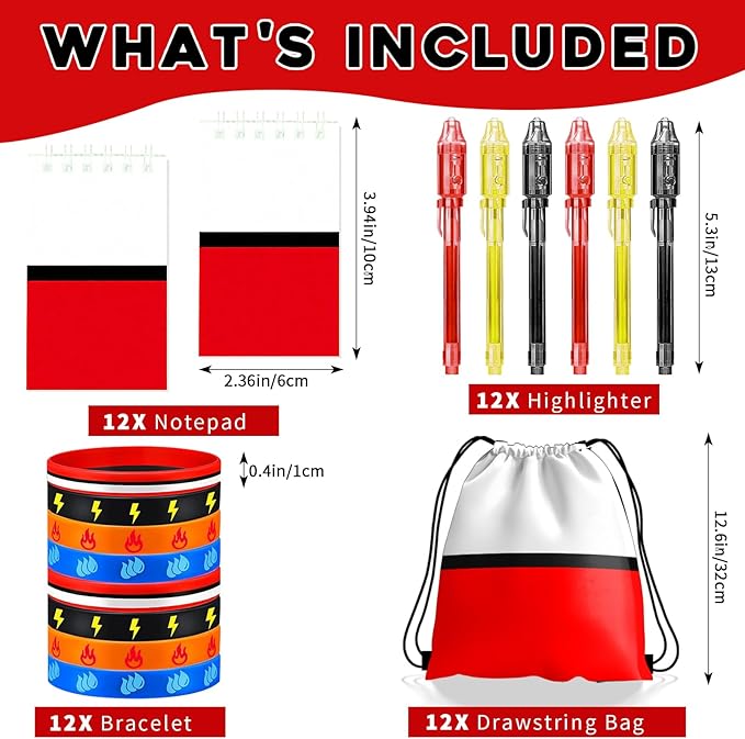 Cartoon Party Favors, Animation Themed Birthday Party Supplies & Goodie Bags for Kids, Include Drawstring Bags Notebook Silicone Bracelet Highlighter for Gifts Fillers