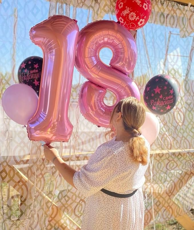 Pink Number 1 Balloon 40 Inch,Jumbo Giant Mylar Pink Number 1,Big Large Foil Helium One Number Balloons, Balloons for 10 11 21st 100 Birthday Party Decorations Supplies Anniversary Celebration