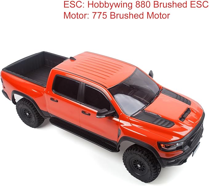 Traction Hobby 1/8 RC Off Road Car Radio Control Pickup Truck Axle Locks 2Speed Gearbox Metal Gears HoBBywing Esc No Sounds Hobby Grade Model for Ages 14+(Orange)