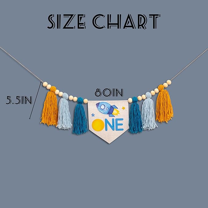 Gostman Outer Space ONE High Chair Banner - First Trip Around The Sun Birthday Party Decorations,Space Themed First Birthday Highchair Banner,Space Ship Sign Decor (outer space banner)