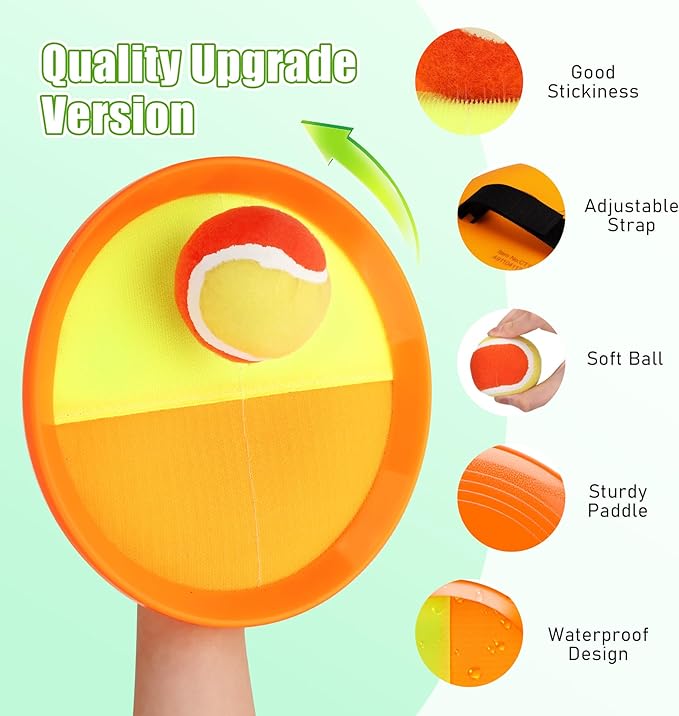 Toss and Catch Ball Game - Ideal Outdoor Beach, Pool & Yard Toy for Toddlers and Kids Ages 4, 5, 6, 7, 8+, Perfect for Boys Girls - Great Birthday Gift & Stocking Stuffers