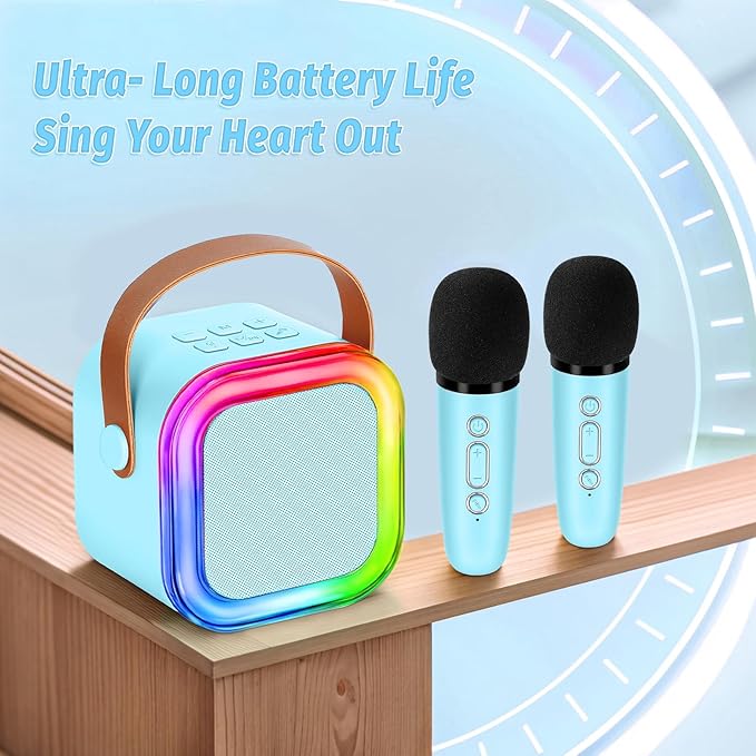 Mini Karaoke Machine for Kids,Girl Toys,Karaoke Microphone Wireless for Kids,Gifts for 4,5,6,7,8,9,10 Year Old Girl Toys (Blue)