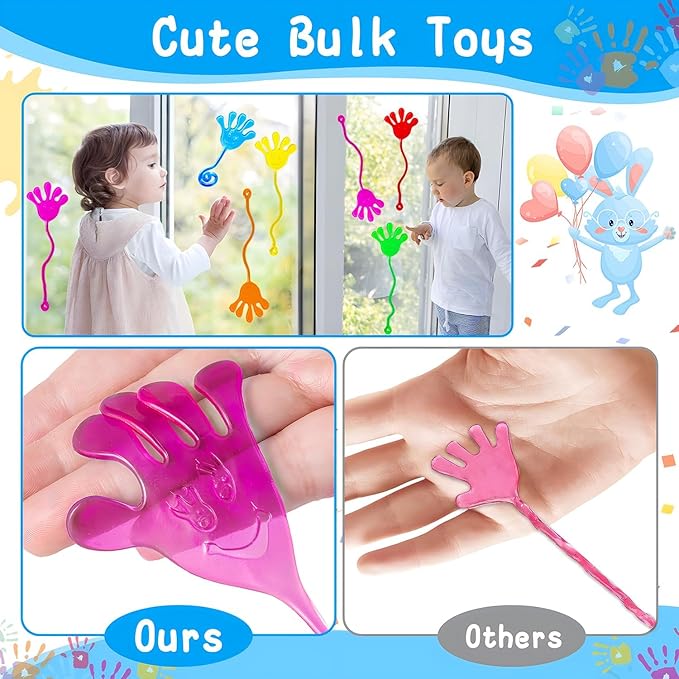 41Pack Sticky Hands for Kids Classroom Prizes Stretchy Summer Birthday Supplies Pinata Goodie Bag Stuffers Treasure Box Toy Small Slap Hand Party Favor Treat Trinkets School Prizes Bulk Toy