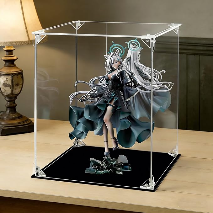 Acrylic Display Case for Collectibles Assemble Clear Acrylic Display Box with Mirrored Back, Alternative Glass Case for Action Figures Lego Model Doll Toys Display (10x10x12 Inch; 25x25x30 cm)