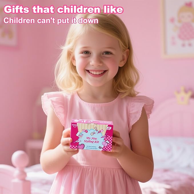 Children's Home Makeup Toy Set of 10, Liquid Free and Powder Free, Girl Dress-Up Toy, Kids Pretend Play，Toys for Girls Princess Birthday Gift Age 4 -12