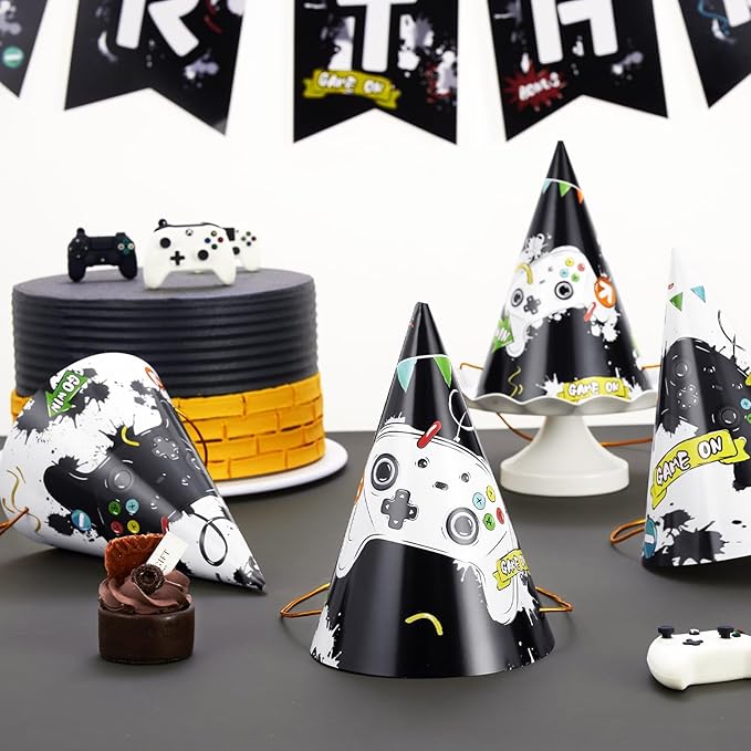 WERNNSAI Birthday Party Hats - 12 Pcs Birthday Party Supplies Cone Hat Headbands Colorful Paper Party Hats for Kids