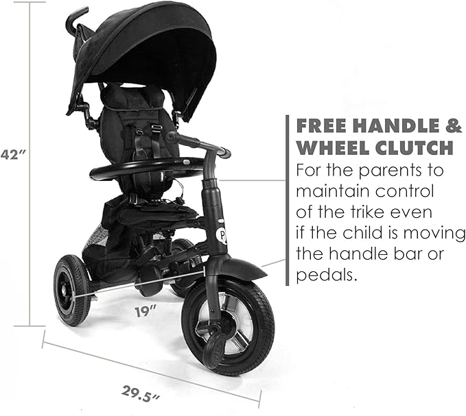 QPlay Rito - Premium Luxury Foldable Trike for Toddlers Featuring Leather touchpoints, Toddler Tricycle Stroller, Push & Fold Tricycle for Ages 12 Months to 5 Years, Midnight Edition