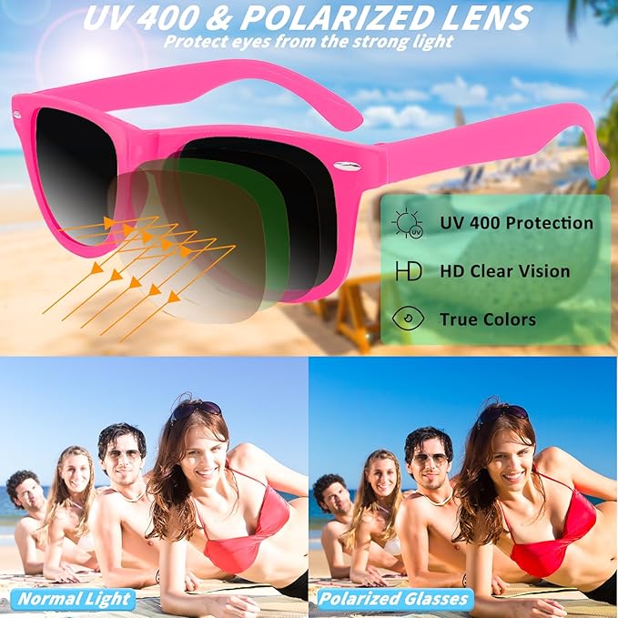 100 Pack 20 Color Neon Sunglasses Party Favors Bulk,80’s Retro Style Perfect Colorful Novelty Sun glasses Set for Birthday Party Supplies,Beach,Pool Party Favors,Goody Bag Favors for Kids Adults