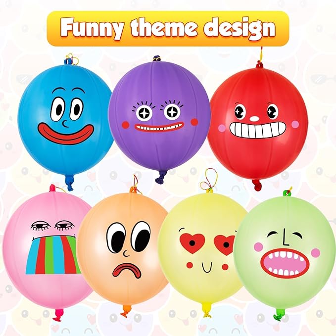 Funny Party Favors for Kids Neon Party Decorations, 30 Pack Punch Balloons with Rubber Band Handle for kids Game Birthday Parties Supplies Goodie Bags Stuffers, 18 Inch