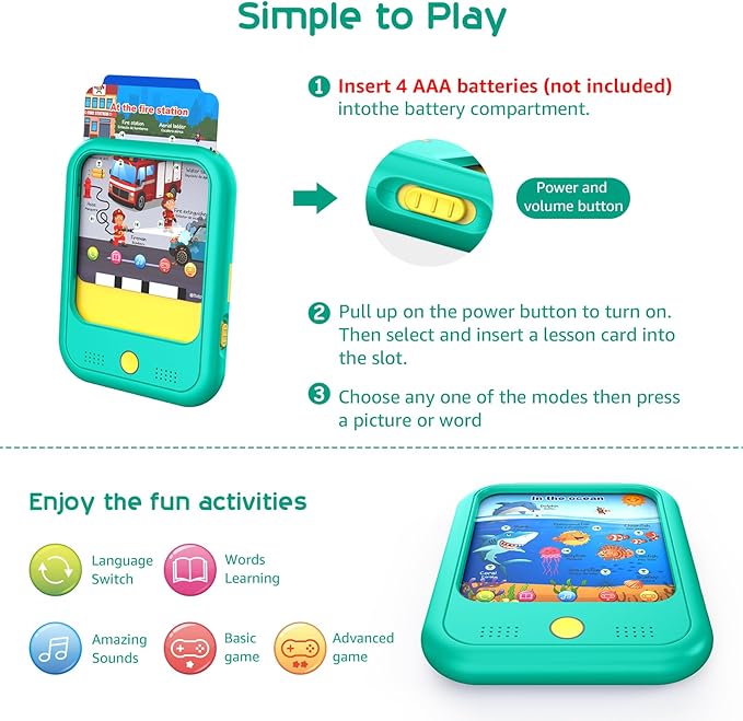 Kids Learning Tablet Educational Learning Pad for Toddlers 2-5 to Learn Alphabets, Numbers, Foods, Time, Music, Vehicles, Tablet Toy for Toddlers Ages 2 3 4 5 6 Years Old