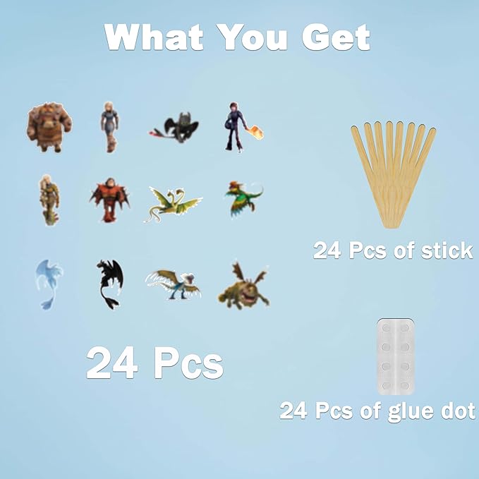 How To Train Your Dragn Cupcake Topper Decorations – Fantasy-Themed Cake Picks Featuring Toothless, Dragns, Viking Symbols – Fun Party Supplies for Birthdays & Celebrations