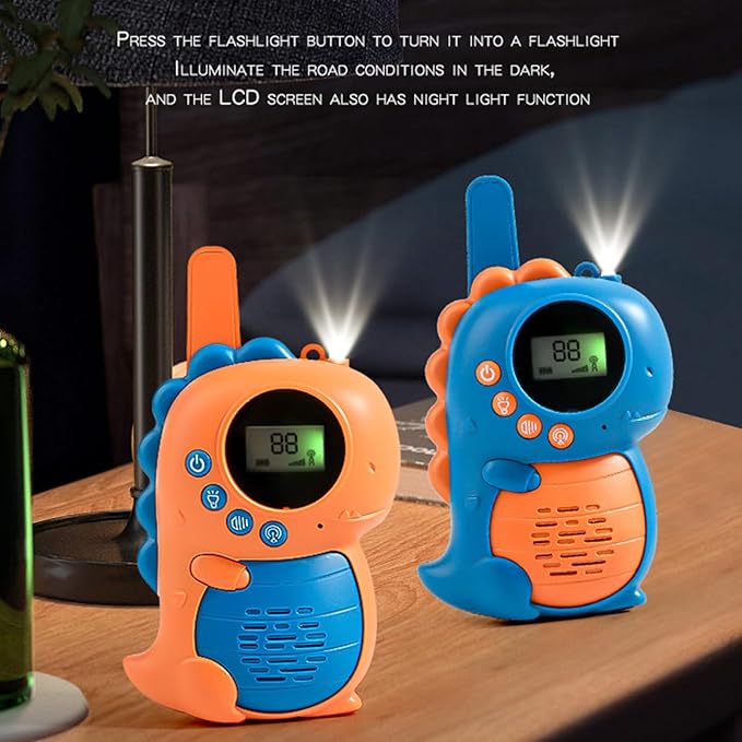 Kids Walkie Talkies Dino Toys for Boys 2 Pack Birthday Gifts for 3 4 5-7 8 Year Old Boys Camping Outdoor Games,Communication Up to 10,000 Feet, LCD Display & Light