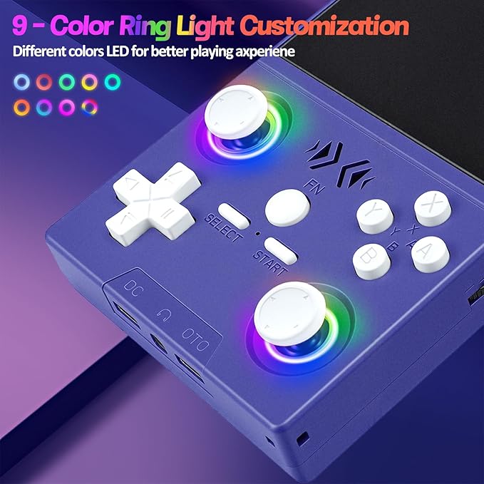 XF40V Retro Handheld Game Console, Retro Gaming Console 4.0'' IPS Screen Linux System Built-in 64G TF Card, Open Source Linux System, Preloaded 20000+ Classic Games, Portable Video Gaming (Purple-64G)