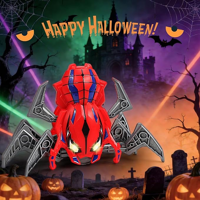 Remote Control Spider Toys for Boys 4-6 with Eyes Lights, Moving Legs, Fast Speed & 360° Spin, Rechargeable RC Spider Kids Toys for Ages 3-4 6-8 Ideal Party Christmas Birthday Gift for Kids