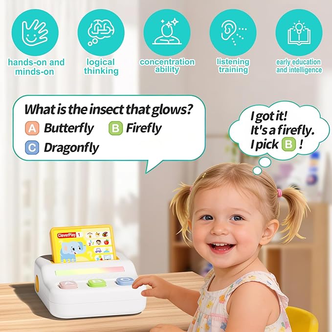 Educational Toys for Kids 3-7 Years Old, Interactive Learning Game with 800 Quiz Questions, Montessori Brain Training Activity, Autism Sensory Speech Therapy Gift for Toddler Boys Girls