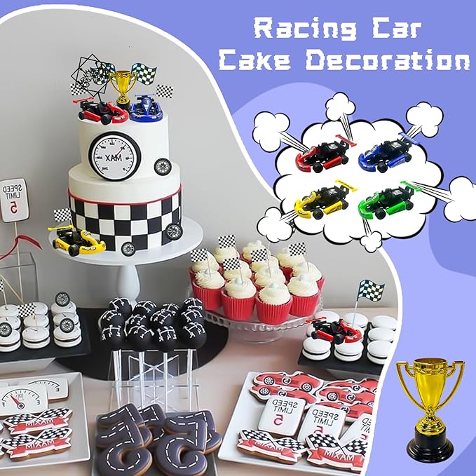 MEMOVAN Racing Car Cake Decorations 23pcs Racing Car Cake Topper Birthday Cake Decoration for Boy's Kids Racing Car Theme Birthday Supplies Party Favors