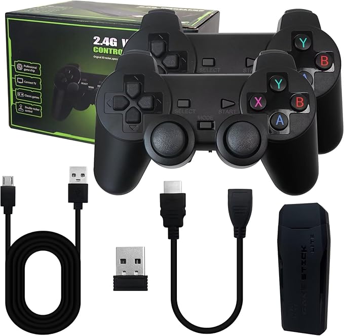 Wireless Retro Video Game Console Stick 20000+ Games Classic Games, M8 TV Console with 9 Emulators, 4K HDMI Output for TV/PC/Projector, with 64GB TF Card Support Multiple Format Games
