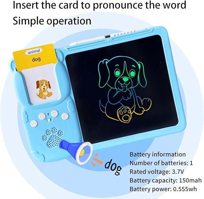 Talking Flash Cards - Kids Speech Trainer, Portable Learning Device, Audio Word Cards, Pocket Study Tool | Interactive Vocabulary System Portable Early Education Practice for toddlerse