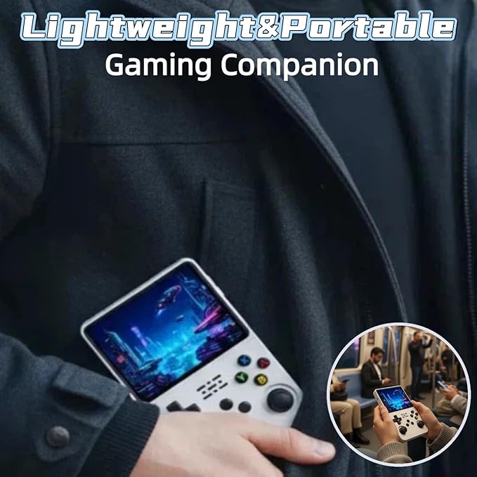 R36S Retro Handheld Game Console,3.5" IPS Screen Retro Gaming Console,Built-in 64G TF Card ,3500mAh Battery,Portable Gaming Player for Life-White