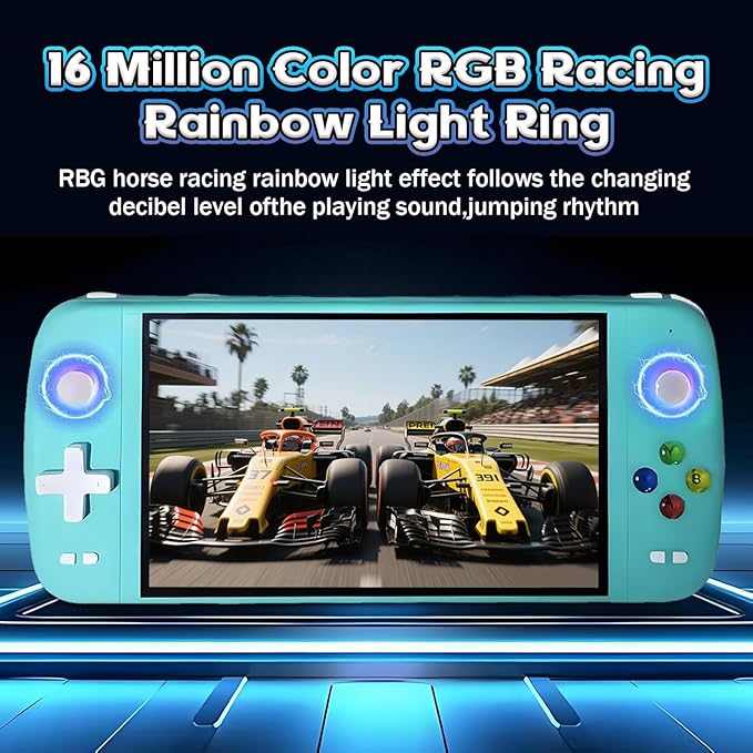 New M27 Retro Handheld Game Console,7-inch IPS Screen Portable Android Gaming Handheld,Built-in 64G with 20000 Games,Linux System,Portable Pocket Mini Arcade (Green,64g)