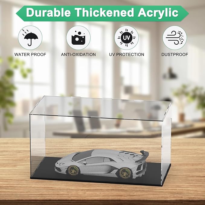 Clear Acrylic Display Case, 16 x 8 x 8 Inch Assemble Clear Acrylic Display Box Dustproof for Action Figures/Model/Statues/Collectibles/Doll/Toys/Home Storage