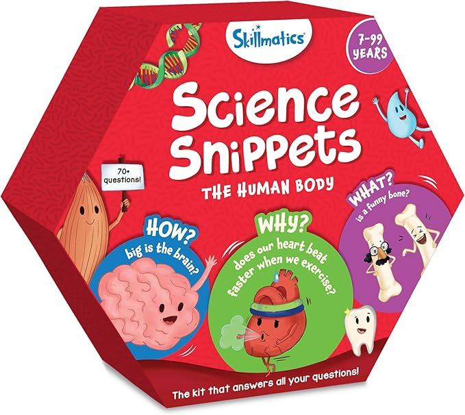 Skillmatics Flash Cards - Science Snippets The Human Body, STEM Learning Educational Toys & Learning Aids for Kids, Gifts for Boys & Girls Ages 7, 8, 9 & Up, Homeschool, Classroom & Travel Activity