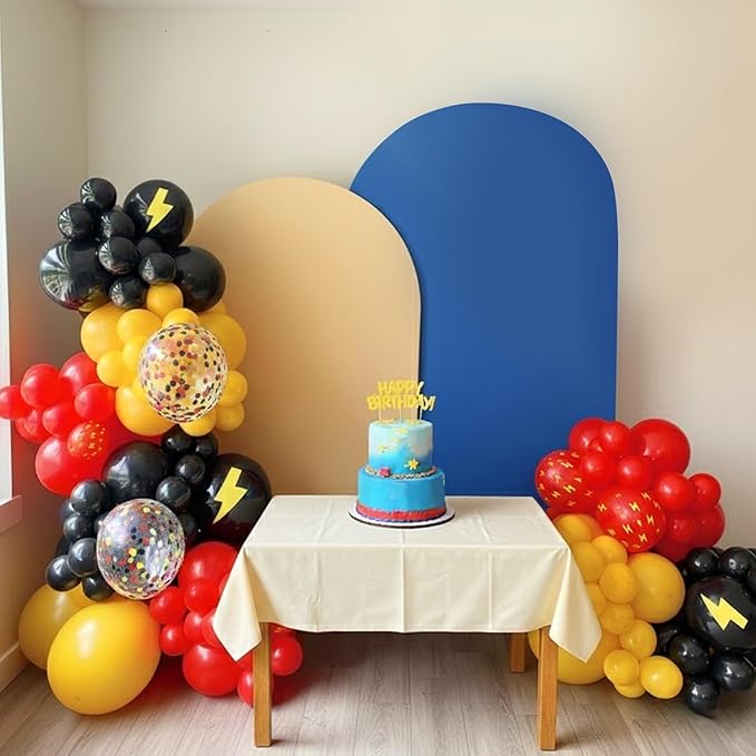 Red Yellow Black Balloons, 50PC 12 Inch Black Red Yellow Confetti Lightning Printed Balloons for Boys Birthday Baby Shower Graduation Party Decorations