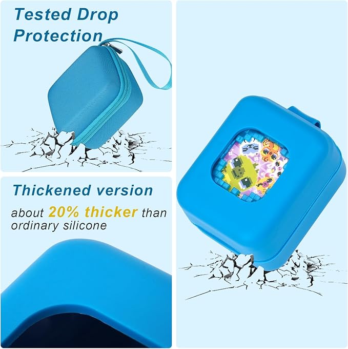MGZNMTY Carrying Case and Silicone Case for Bitzee Magicals Interactive Toy Digital Pet - Protective Skin Cover for New Bitsy Electronic Virtual Pet (Magic Blue)
