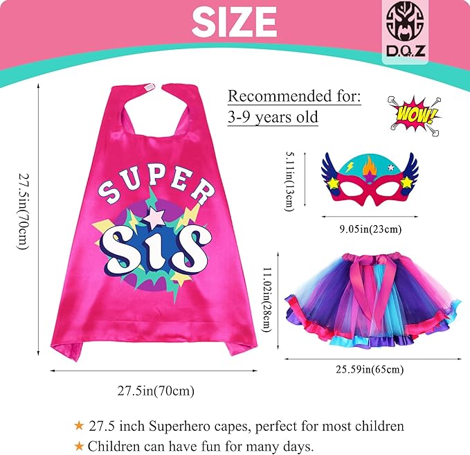 D.Q.Z Super Sisters Gifts for 3 4 5 6 7 8 9 Years Old Girls Dress Up Clothes Pretend Play Toys for Girls Birthday Gifts