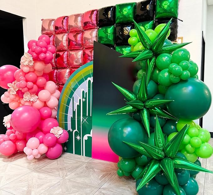 Black Green Square Foil Balloon Wall,25Pcs Double Sided Foil Balloons Backdrop Helium Tunnel Arch Garland Kit for Birthday Gradution Anniversary Baby Shower Party Decorations