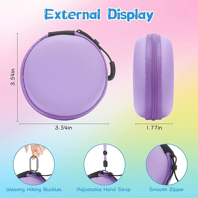 Carrying Case for Tamagotchi Paradise/Nano-MALS, Hard EVA Portable Storage Protector Cover with Lanyard & Carabiner for Kids, Case Only (Purple)