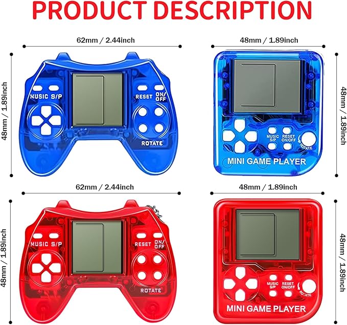 18Pcs Video Game Party Favors for Kids, Arcade Video Game Birthday Supplies Mini Gamer Console Keychain Classroom Prizes for Boys and Girls