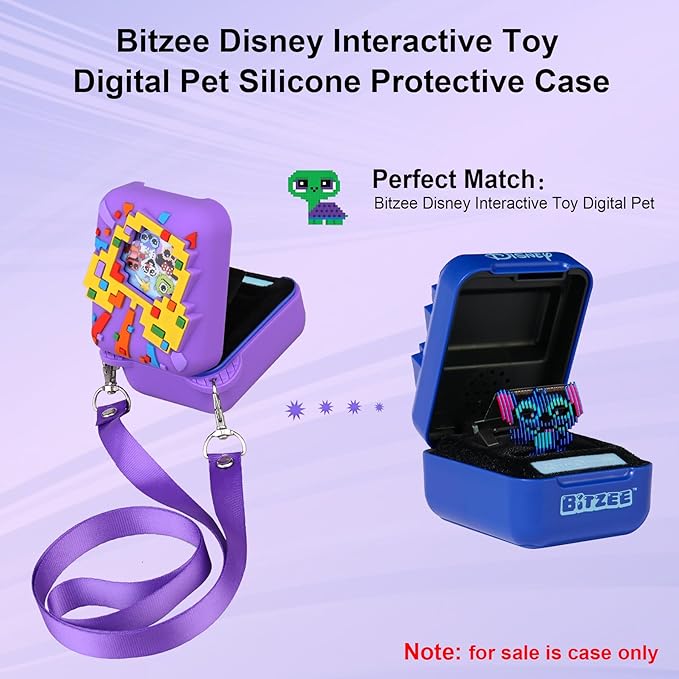 Elonbo Silicone Protective Case for Bitzee Disney Interactive Toy, Virtual Toy Storage Cover, Electronic Pets Kids Toys Holder, Purple (Compatible With Bitzee)