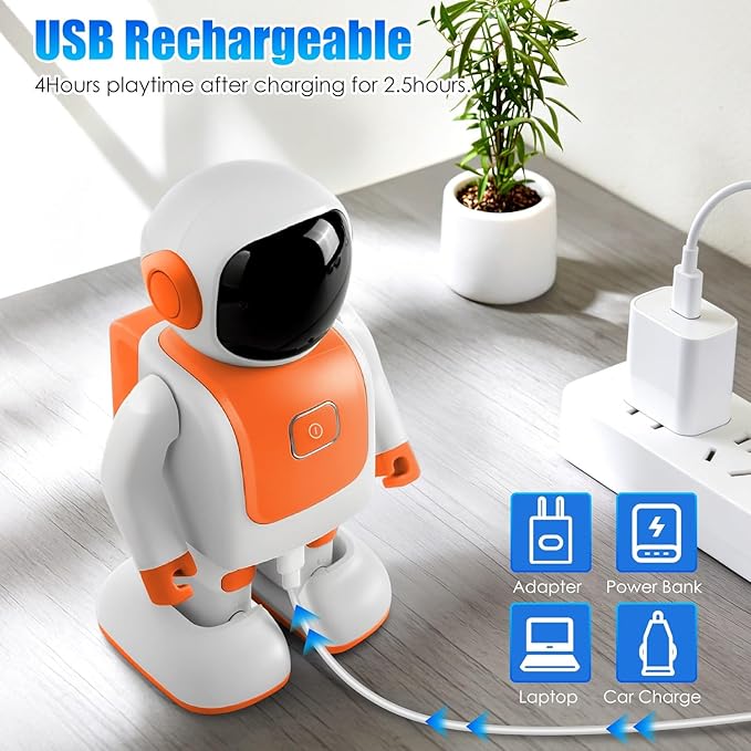 iMounTEK Smart AI Robot Interactive Learning Dancing Robot Voice Assistant Telling Story Singing Music Programmable Moves for Gift/Orange