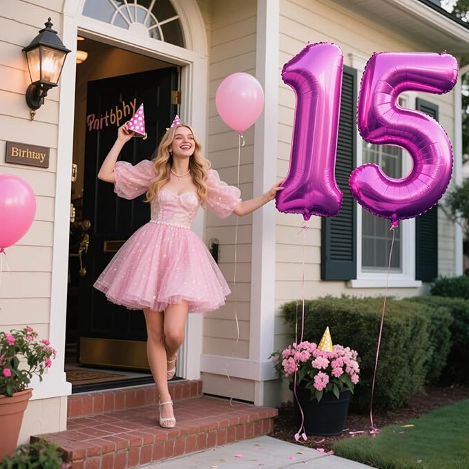 40 Inch Rose Purple Large Balloon Number 5 Balloon,Jumbo Mylar Foil Helium Balloon for 5 15 25 35 45 55 Birthday Digital Balloons for Birthday Party,Wedding Anniversary Party Decorations