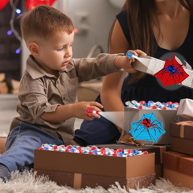 36Pcs Spider LED Finger Lights Spiderweb Glow in the Dark Light Up Finger Lights Spider Party Favors Super Theme Toys Bulk for Kids Comic Heroes Fans Birthday Classroom Prize Exchange Gift Supply