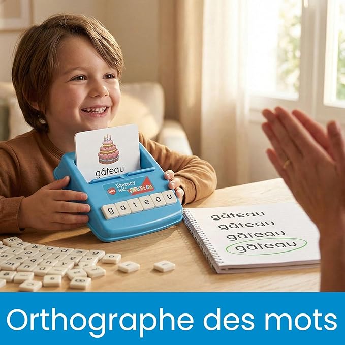 BOHS French Literacy Wiz Fun Game - Lower Case Sight Words - 60 Flash Cards - Preschool Language Learning Educational Toys